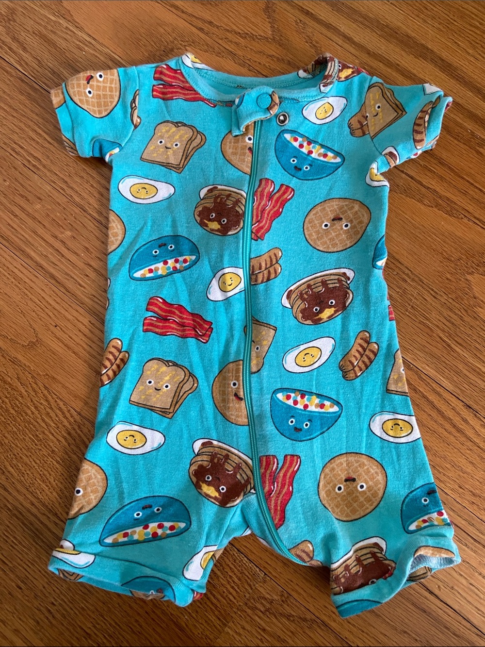 Place Turquoise Breakfast Print One-Piece Bodysuit